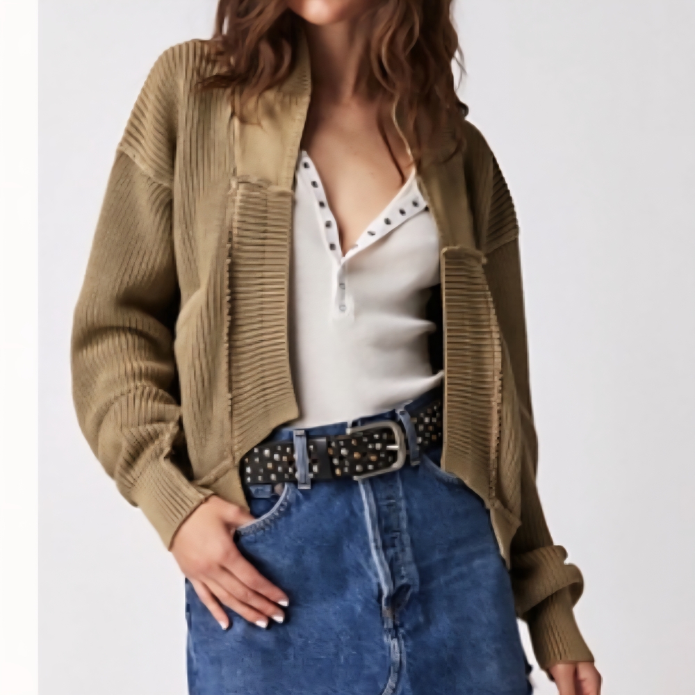 We The Free Beige Ribbed Sweater